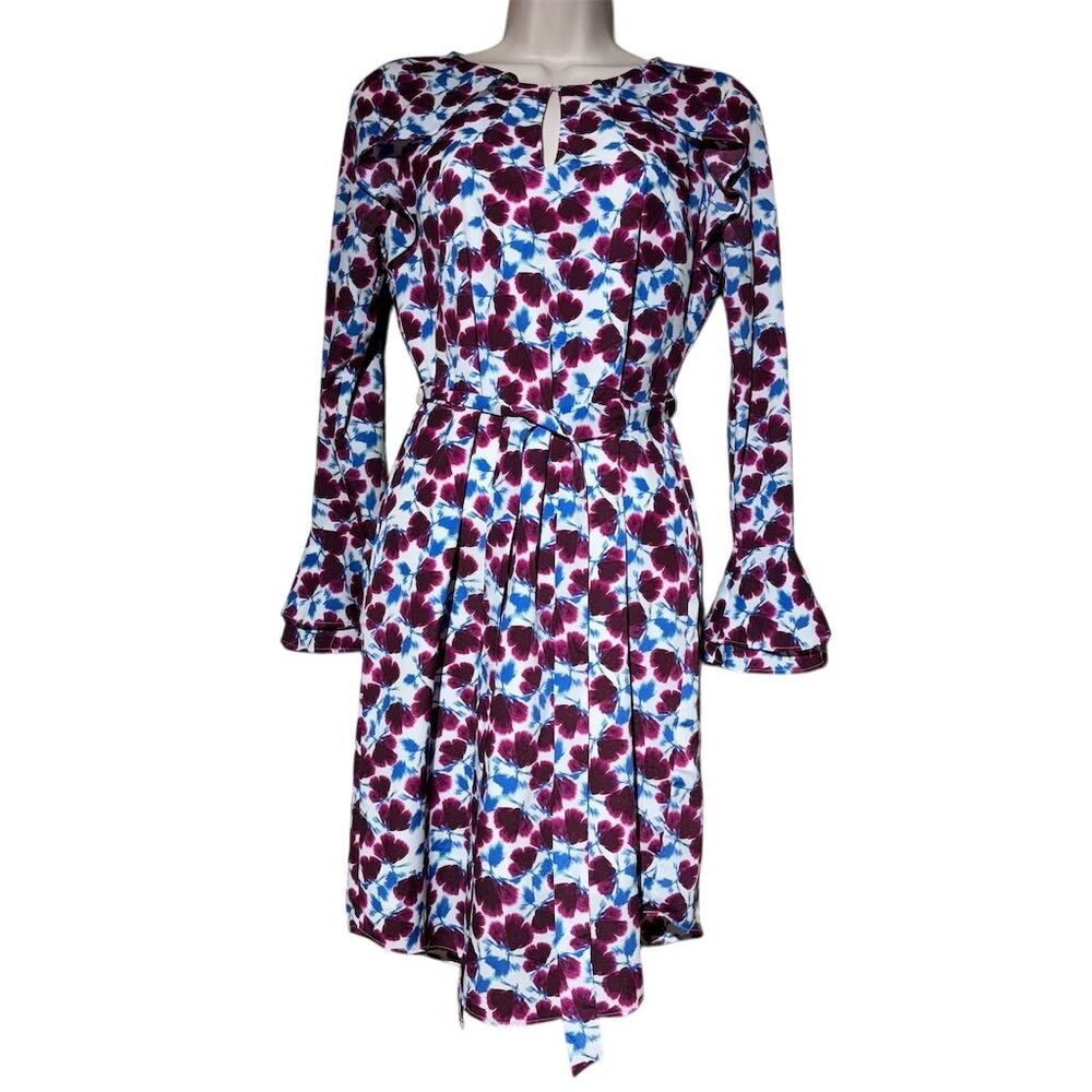 Banana Republic Women's XS Floral Ruffle Tie Waist Dress Multicolor